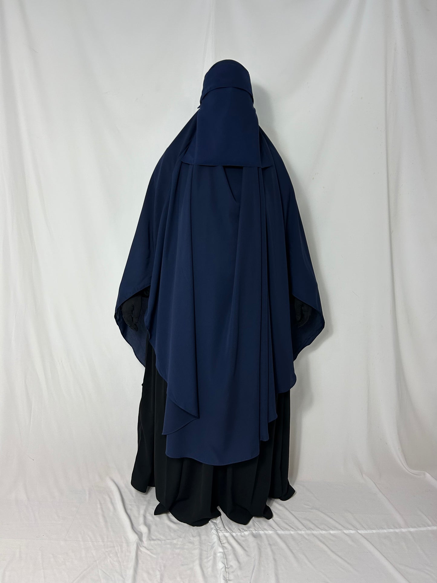 140cm Maxi Khimar With Matching Niqab  - Navy