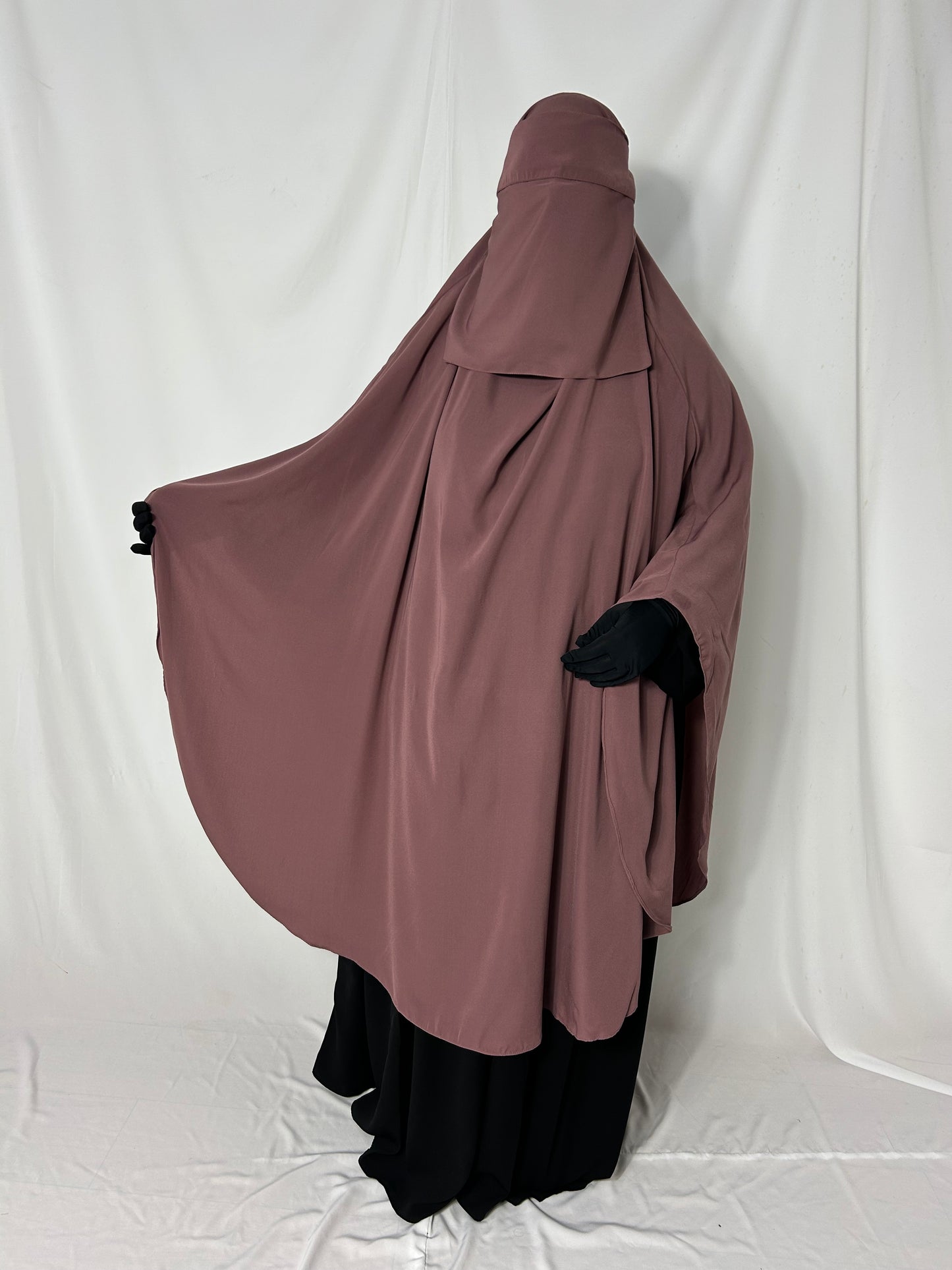 140cm Maxi Khimar With Matching Niqab  - Pink