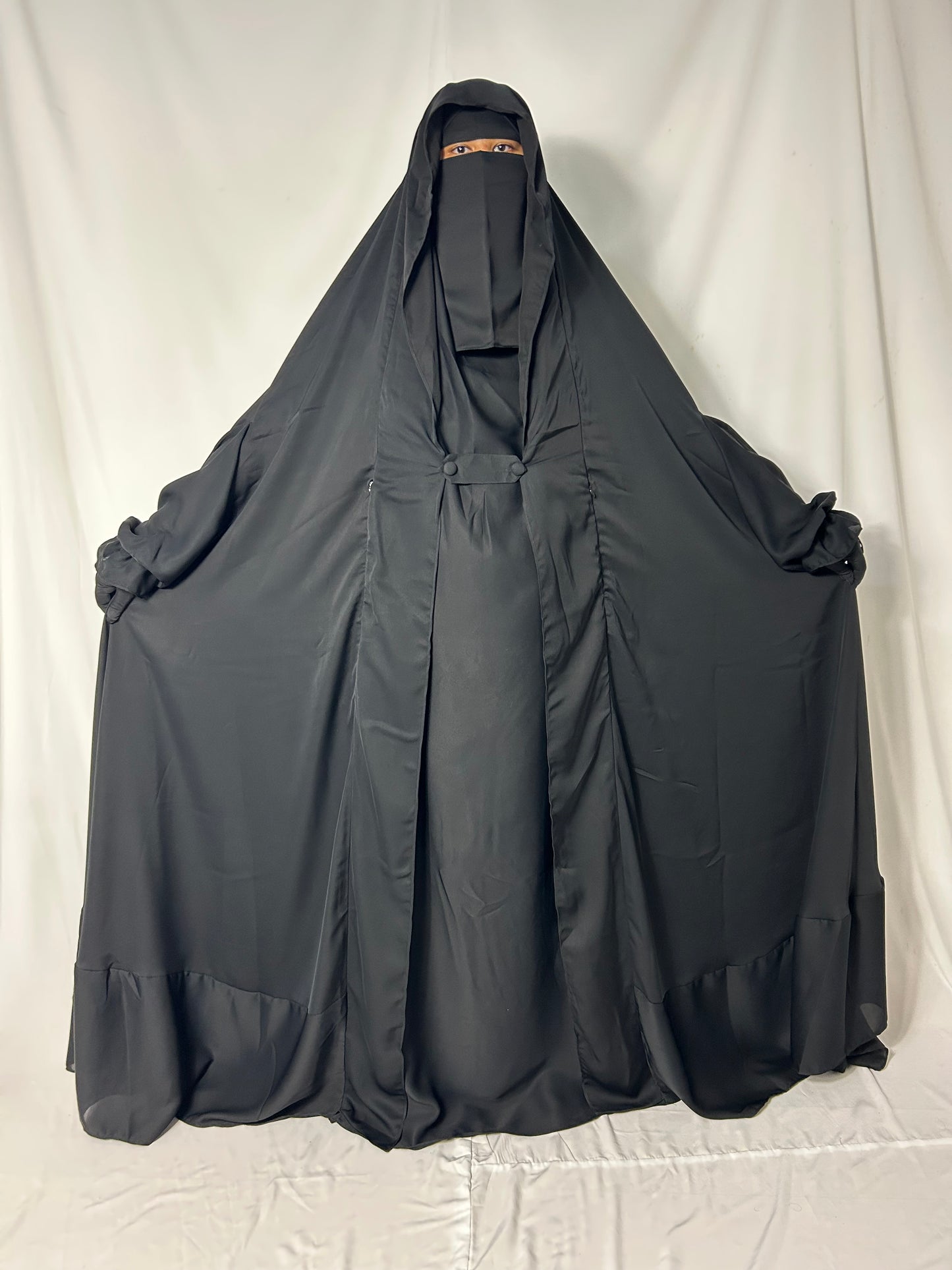 Saudi Flap Jilbab With Matching Niqab - Black