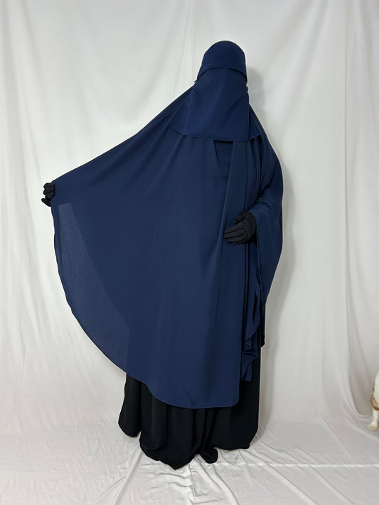 140cm Maxi Khimar With Matching Niqab  - Navy