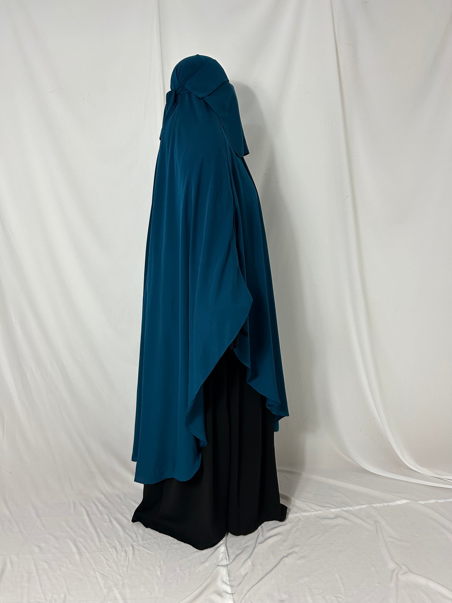 140cm Maxi Khimar With Matching Niqab  - Teal