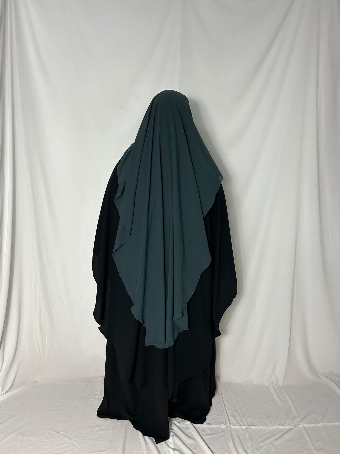 Long Two Layer Niqab With Nose string - Teal