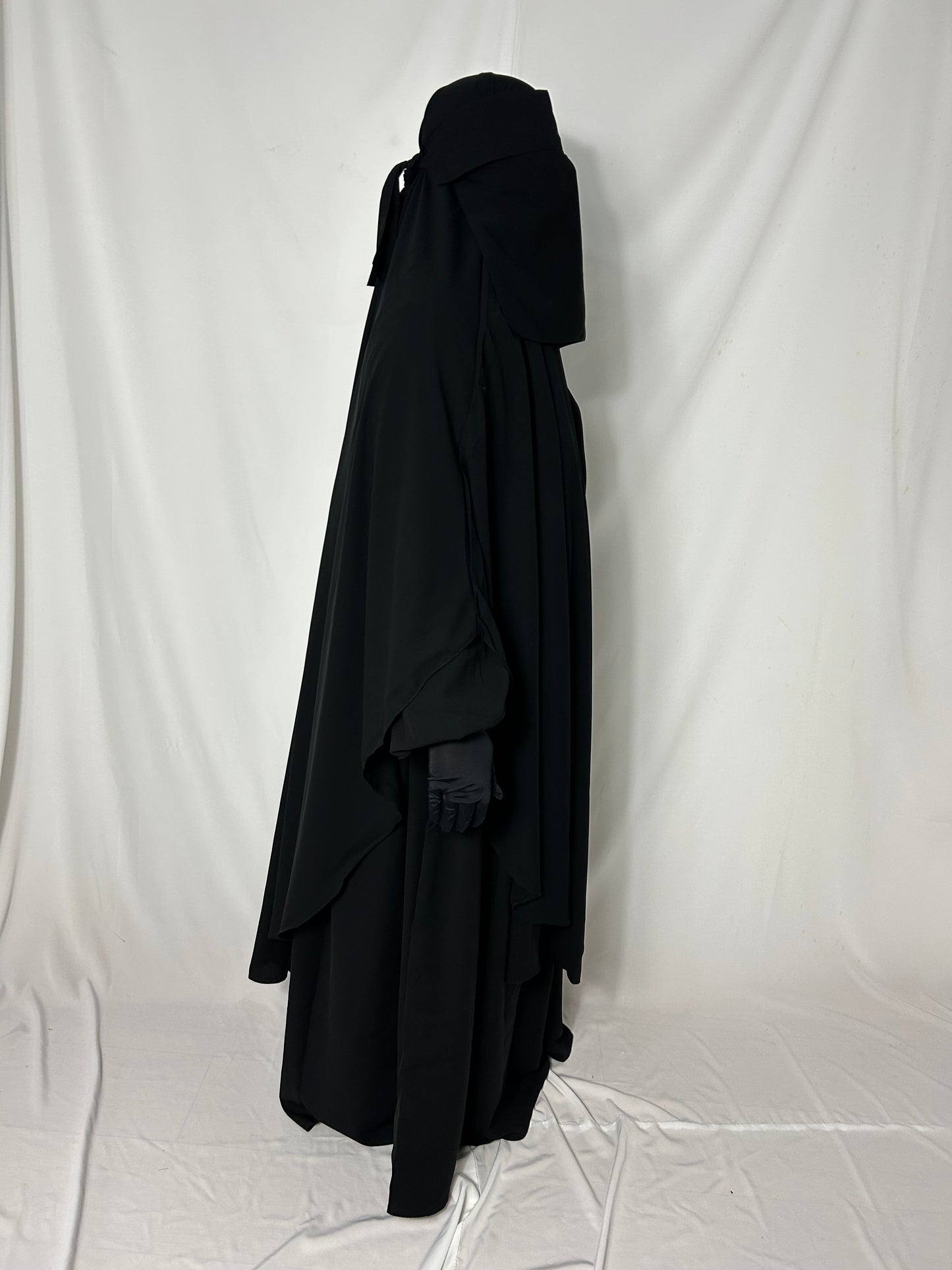 140cm Maxi Khimar With Matching Niqab  - Black