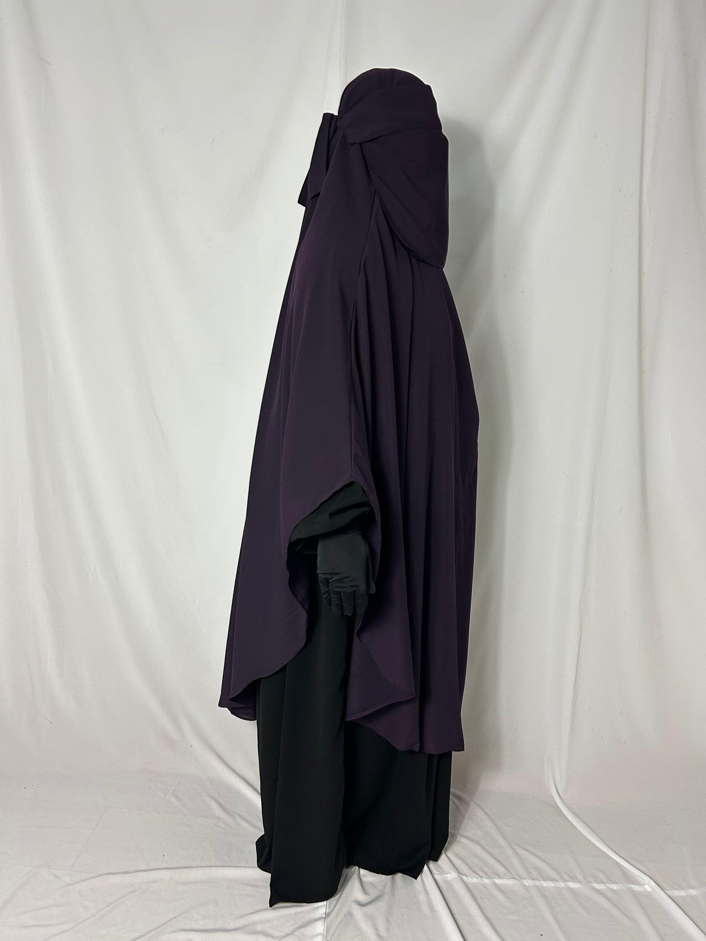 140cm Maxi Khimar With Matching Niqab  - Purple