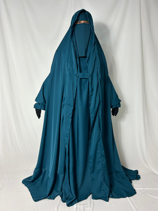 Saudi Flap Jilbab With Matching Niqab - Teal