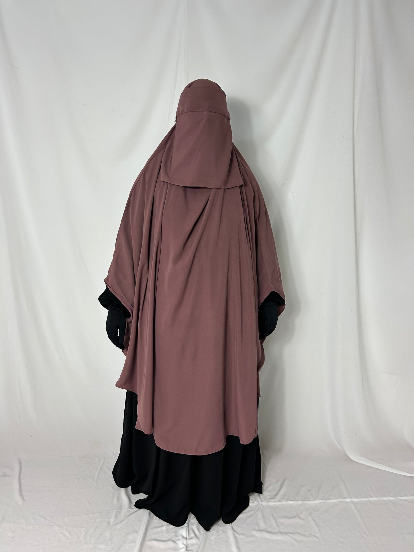 140cm Maxi Khimar With Matching Niqab  - Pink
