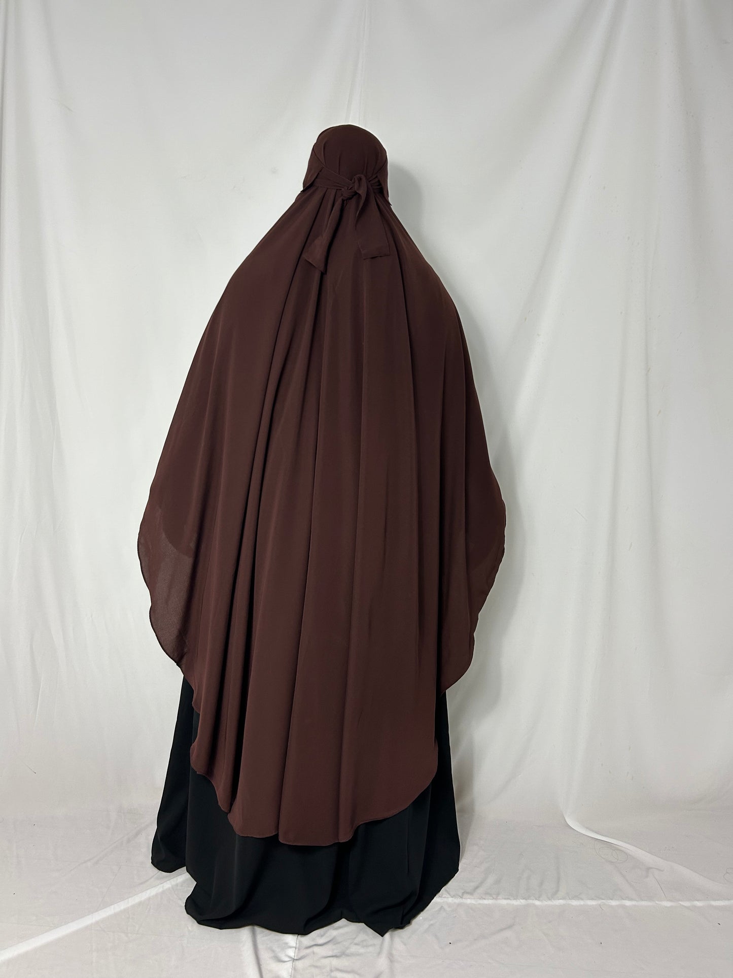 140cm Maxi Khimar With Matching Niqab  - Brown