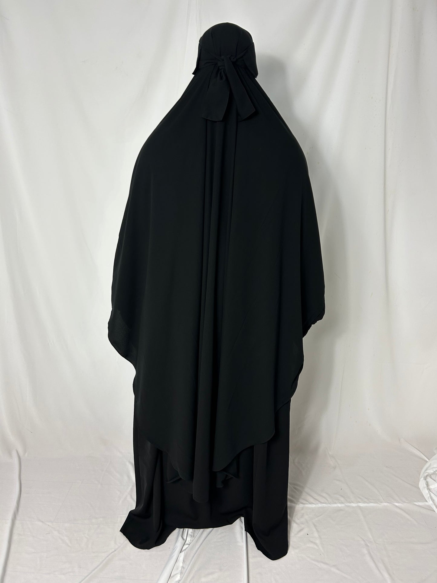 140cm Maxi Khimar With Matching Niqab  - Black