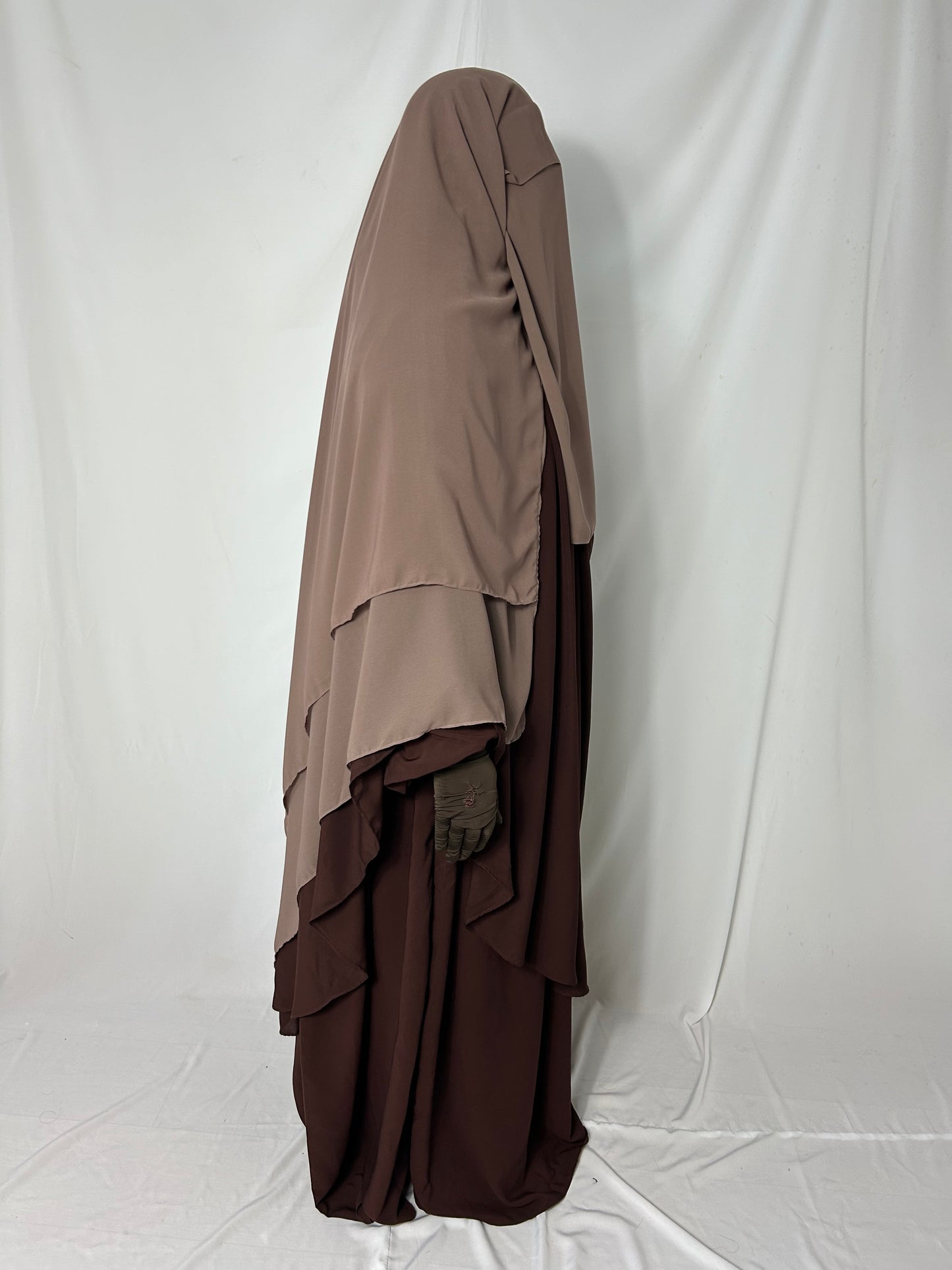 XL Diamond Eye-Flap Triple Layer Niqab - Taupe