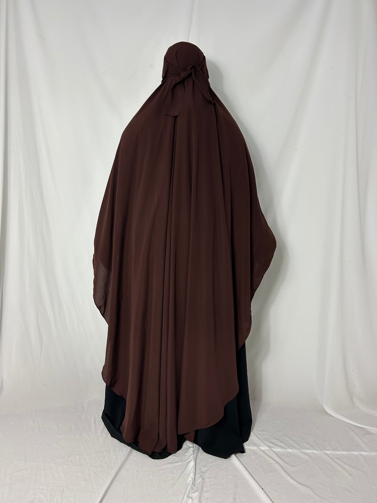 160cm Maxi Khimar With Matching Niqab  - Brown