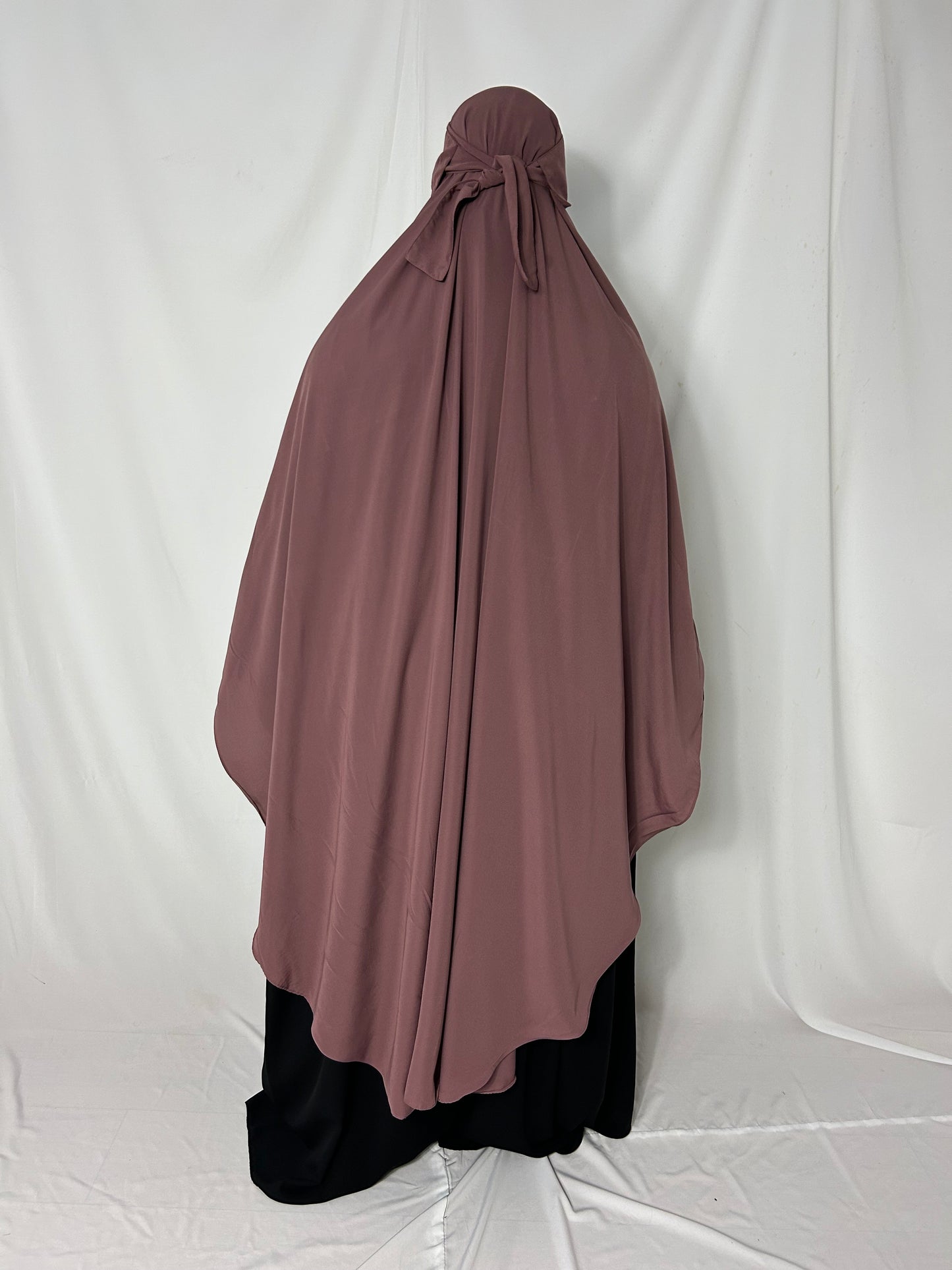 140cm Maxi Khimar With Matching Niqab  - Pink