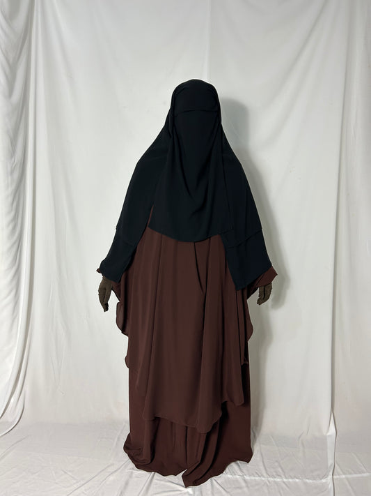XL Diamond Eye-Flap Triple Layer Niqab - Black
