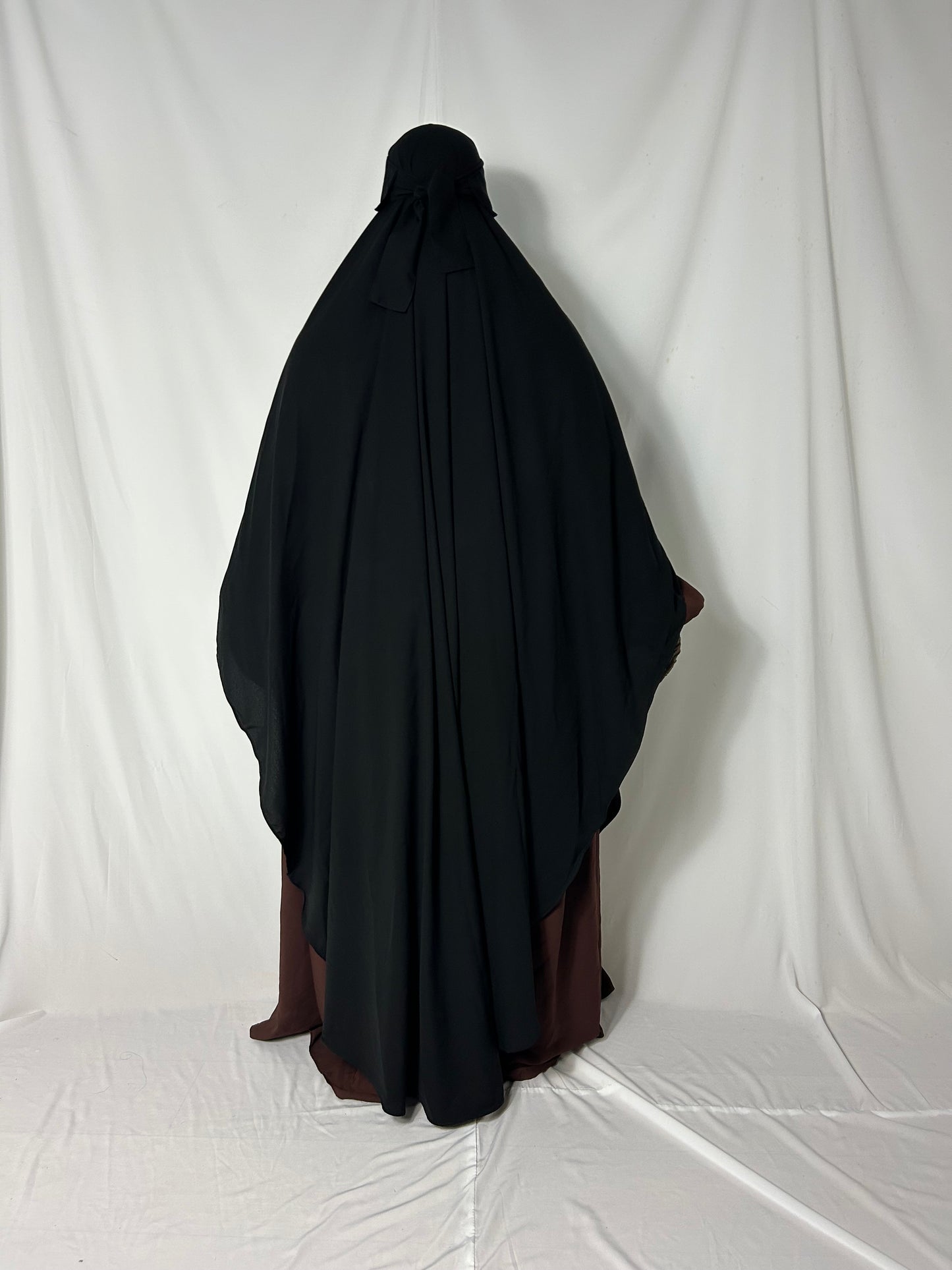 160cm Maxi Khimar With Matching Niqab  - Black