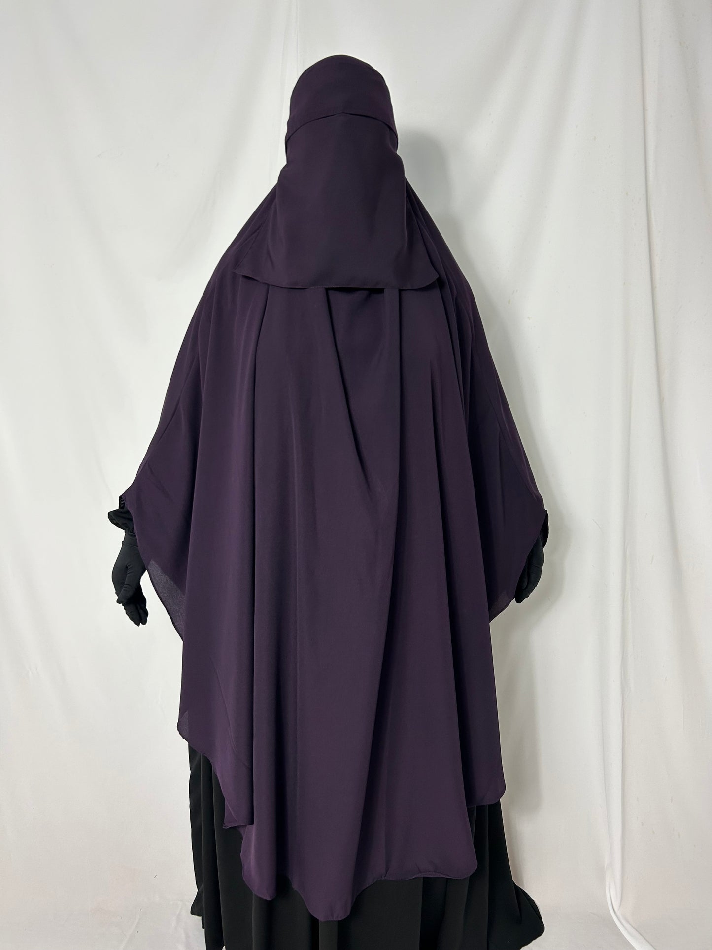 140cm Maxi Khimar With Matching Niqab  - Purple