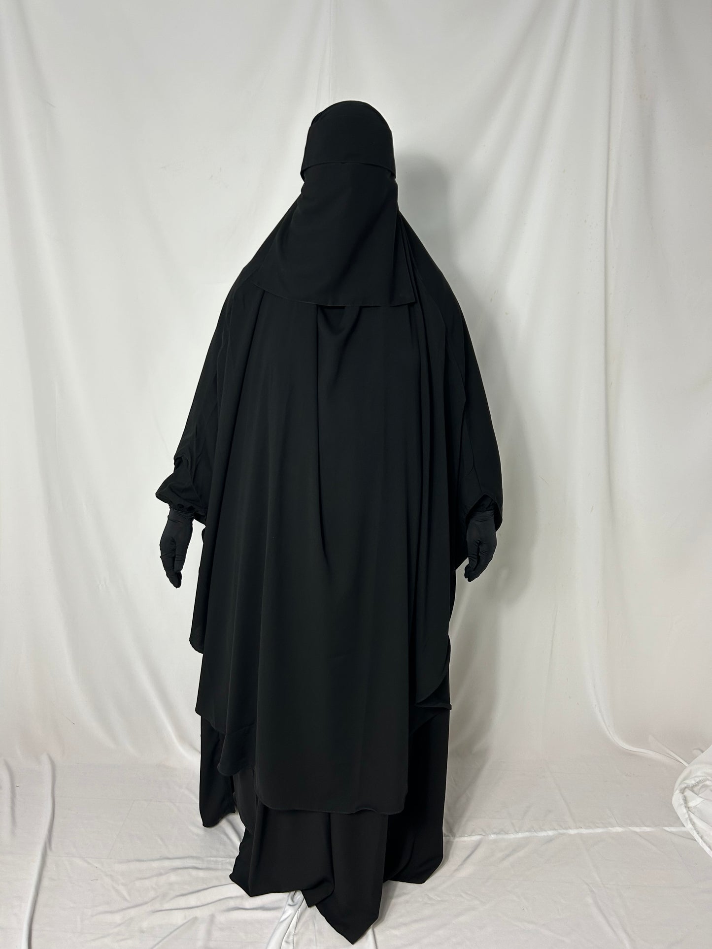 140cm Maxi Khimar With Matching Niqab  - Black
