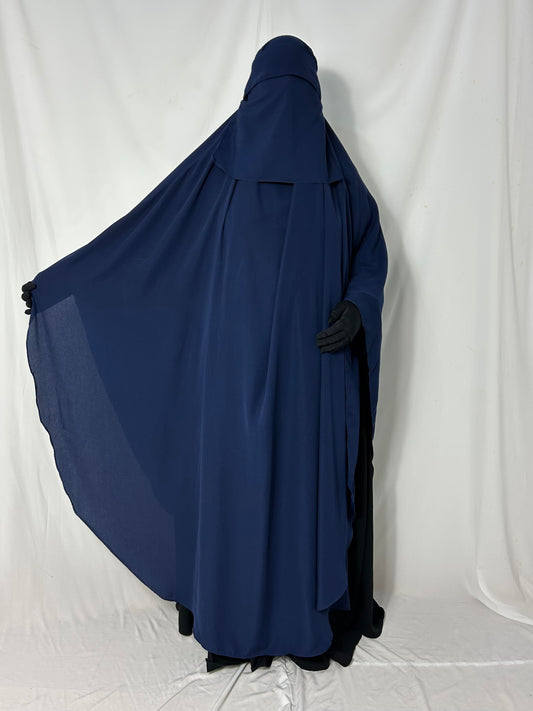 160cm Maxi Khimar with Matching Niqab - Navy