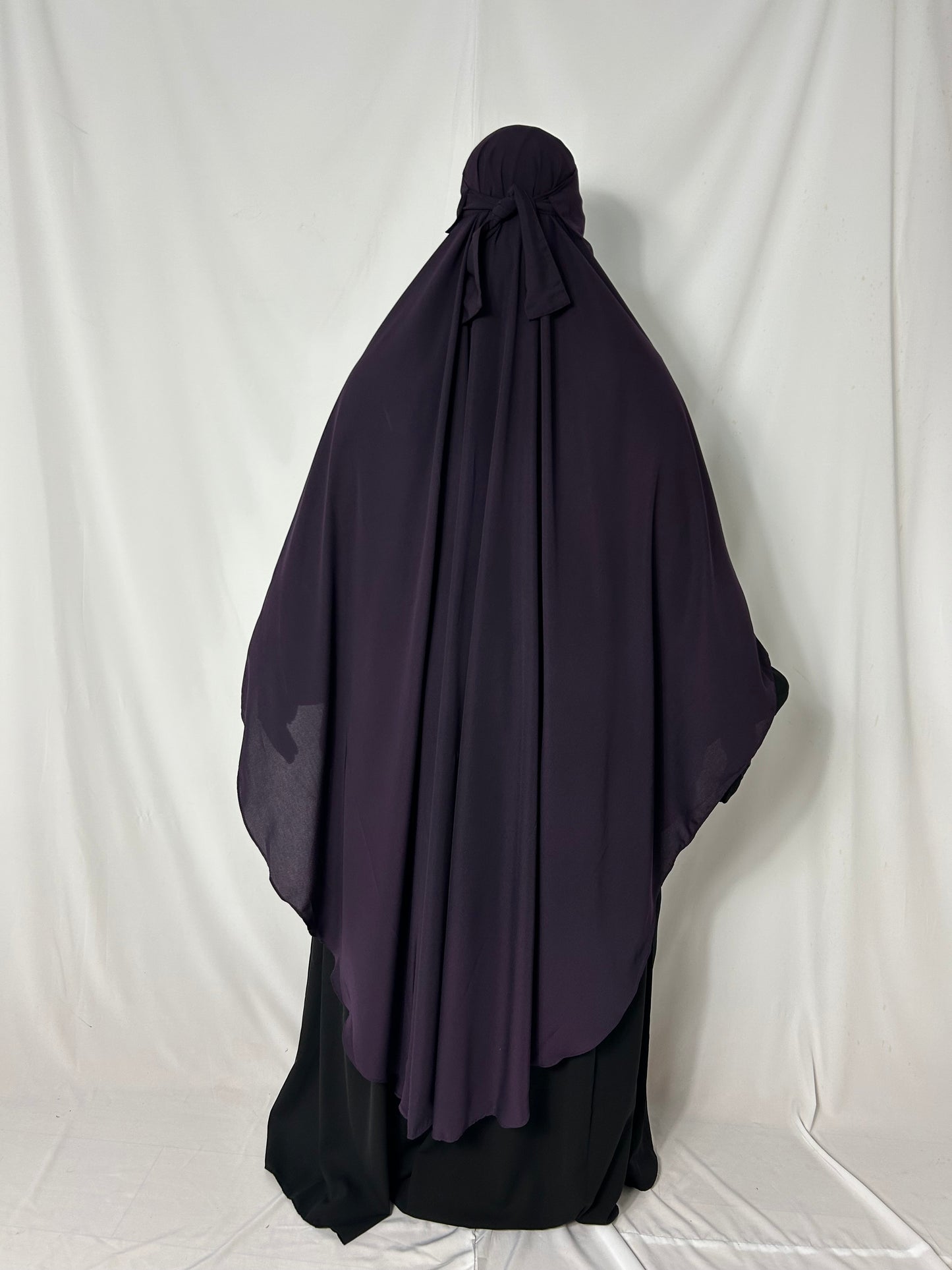 140cm Maxi Khimar With Matching Niqab  - Purple