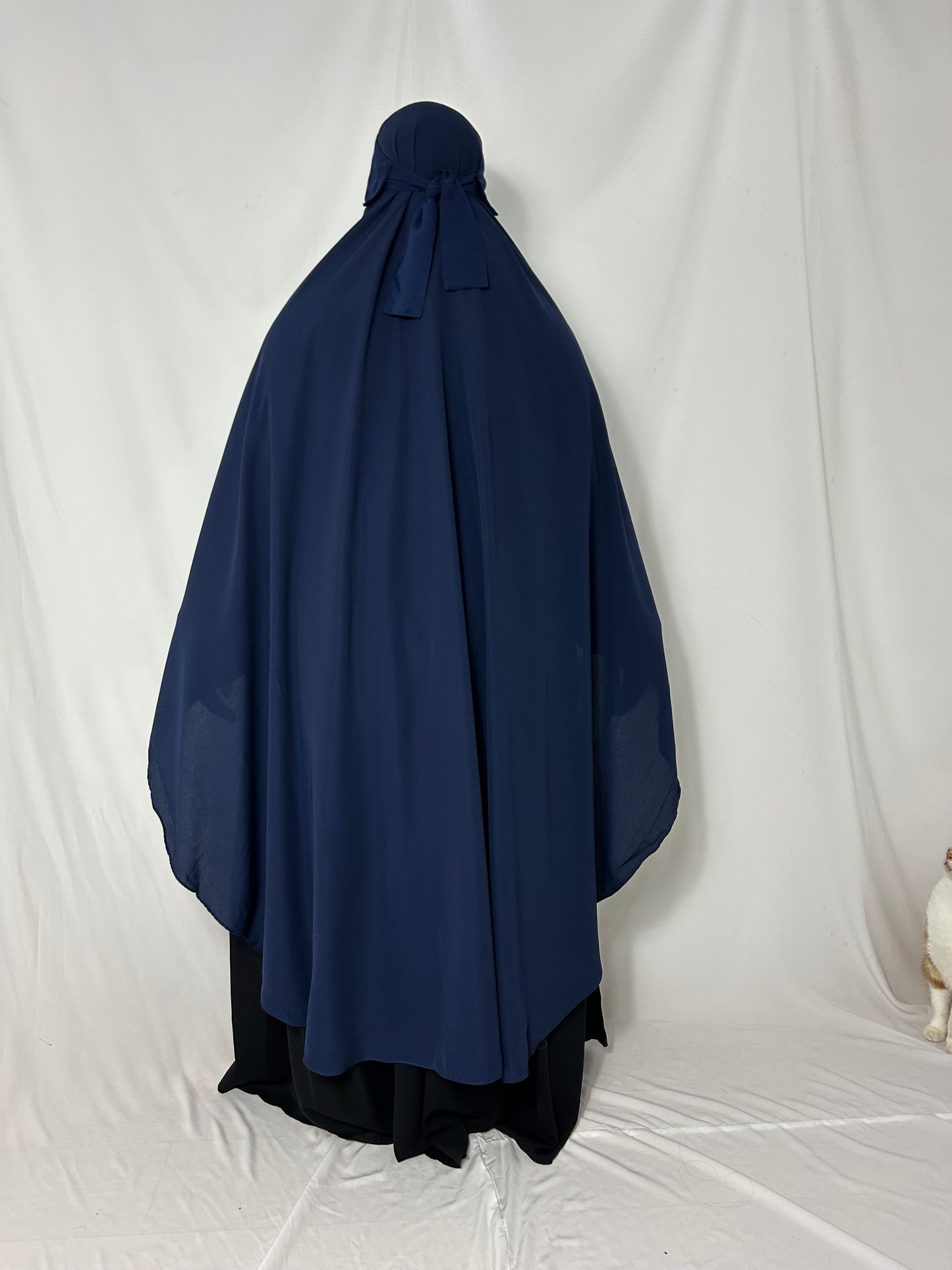 140cm Maxi Khimar With Matching Niqab  - Navy