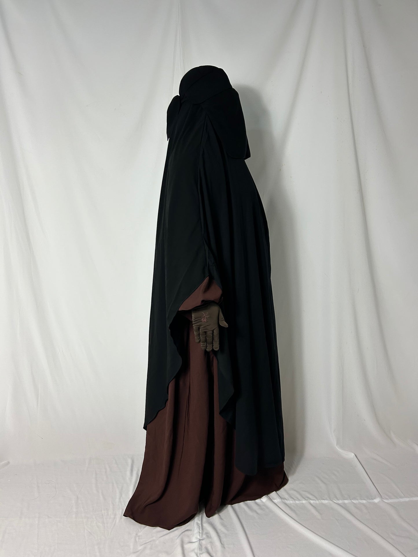 160cm Maxi Khimar With Matching Niqab  - Black