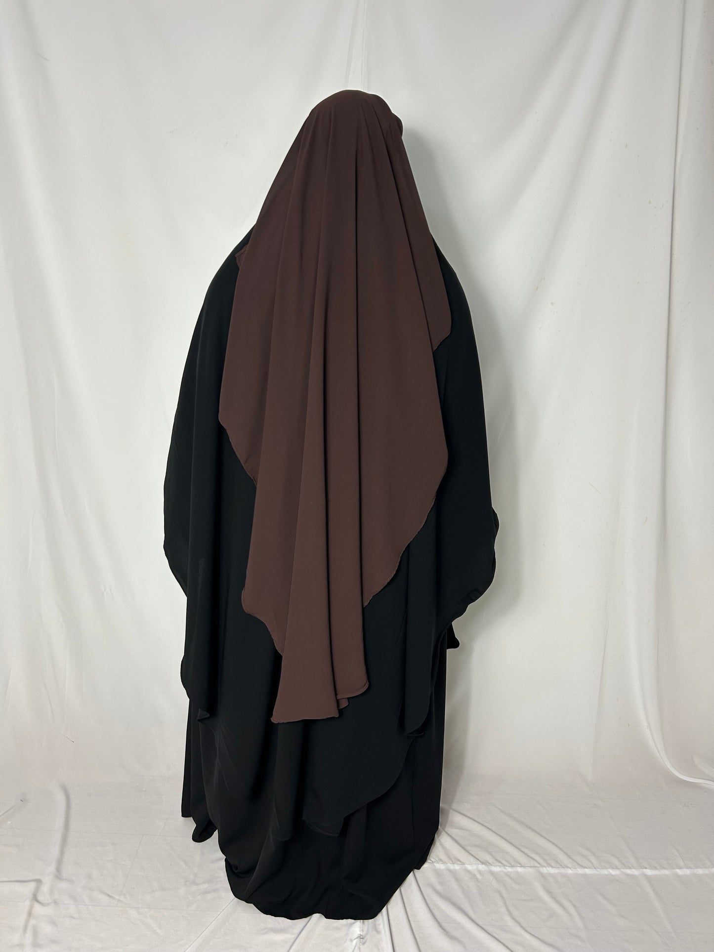 Long Two Layer Niqab With Nose string - Brown