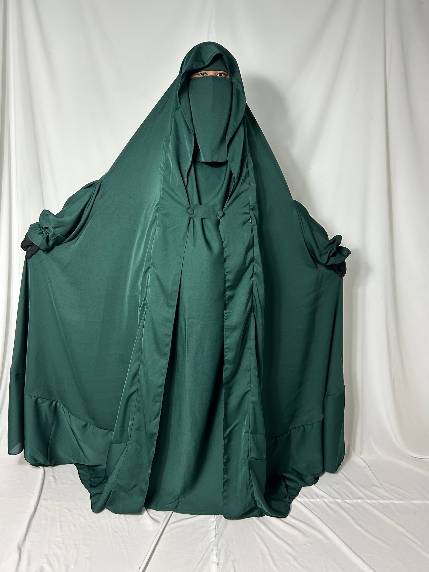 Saudi Flap Jilbab With Matching Niqab - Green