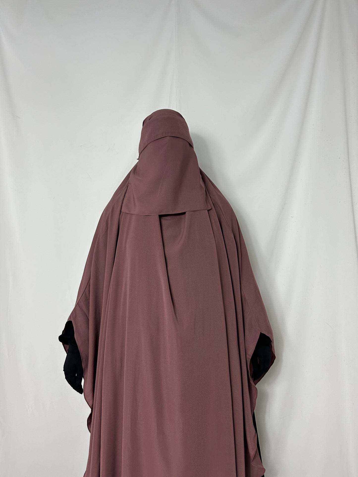 160cm Maxi Khimar With Matching Niqab  - Pink