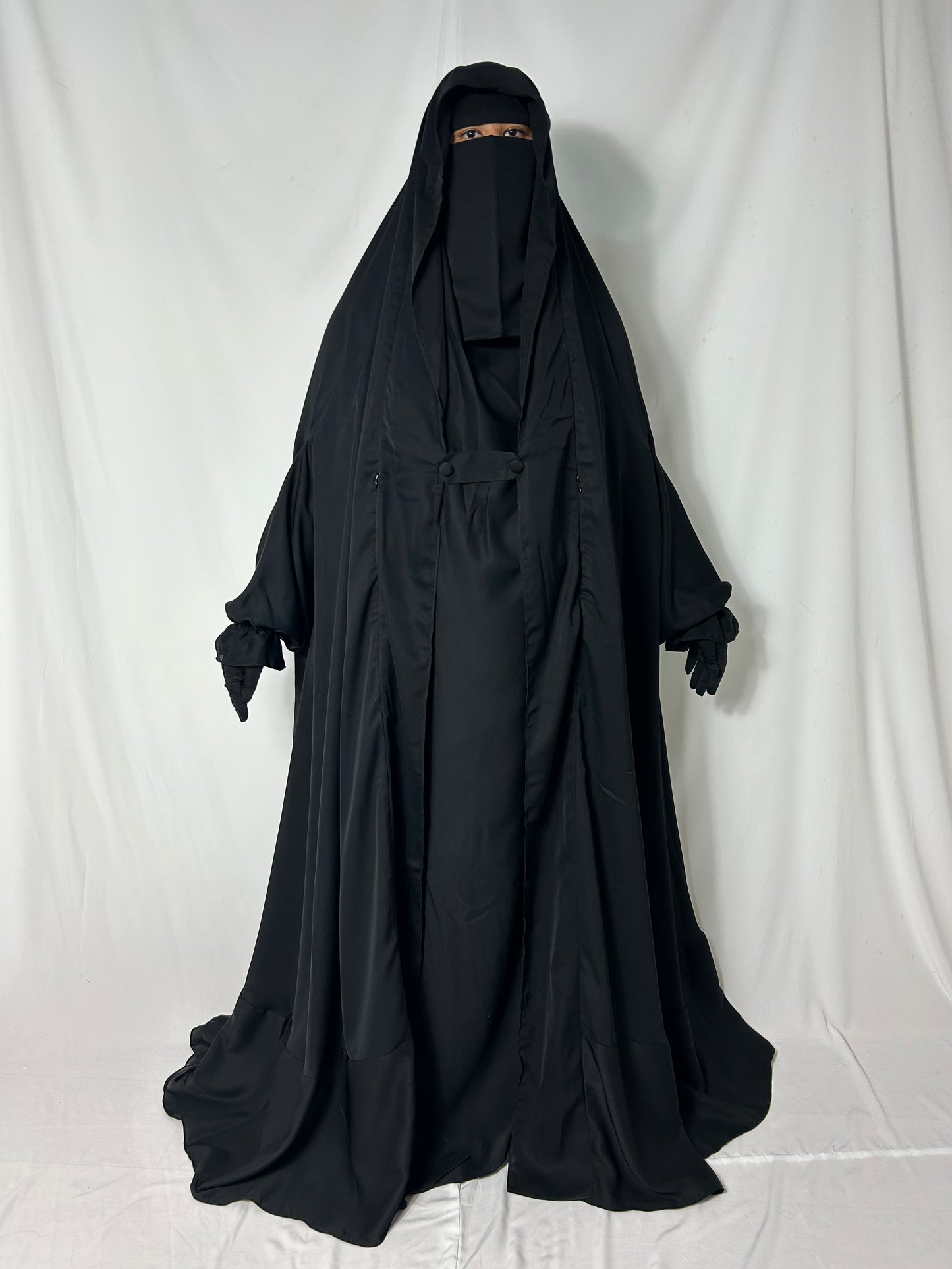 Saudi Flap Jilbab With Matching Niqab - Black