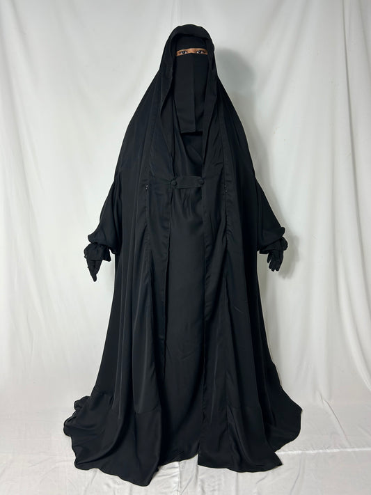 Saudi Flap Jilbab With Matching Niqab - Black