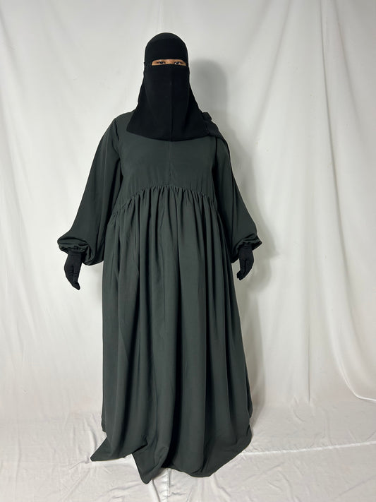 Ballon Sleeve Abaya - Charcoal Grey