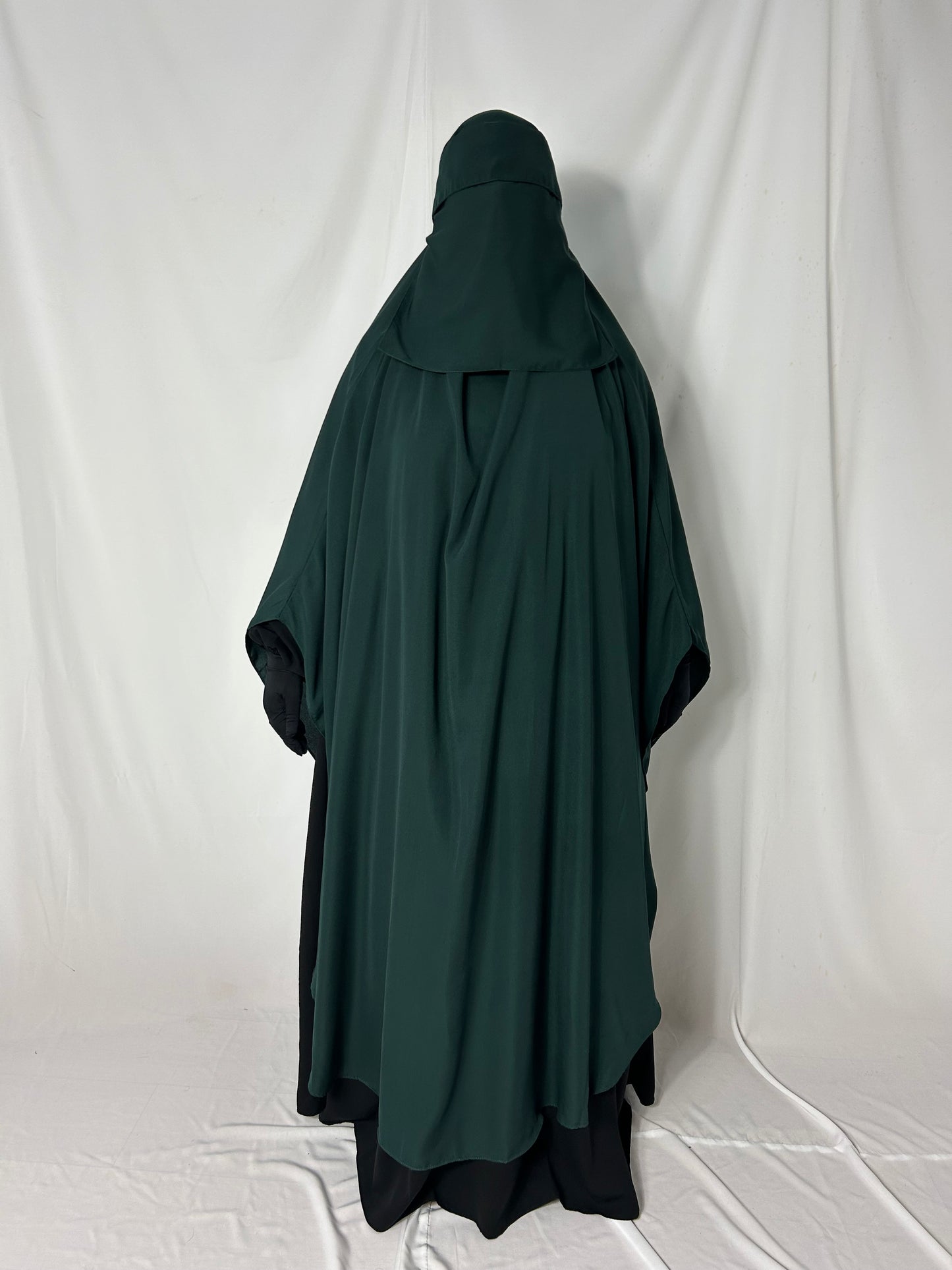 160cm Maxi Khimar With Matching Niqab  - Emerald Green