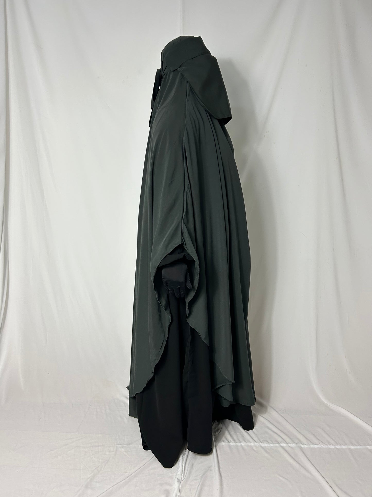 160cm Maxi Khimar With Matching Niqab  - Charcoal Grey