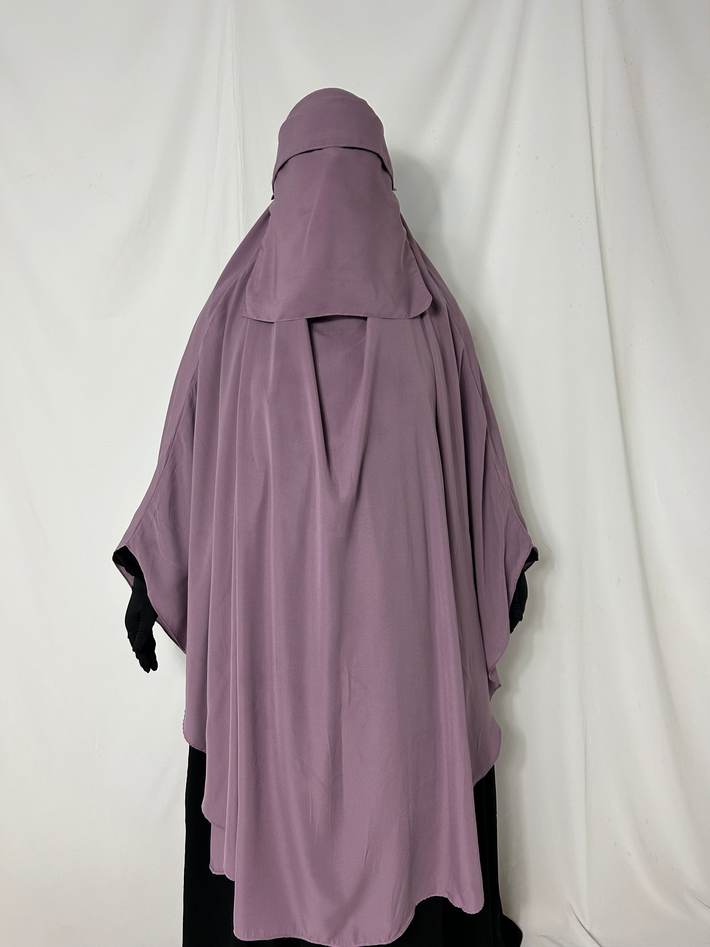 140cm Maxi Khimar With Matching Niqab  - Lavender