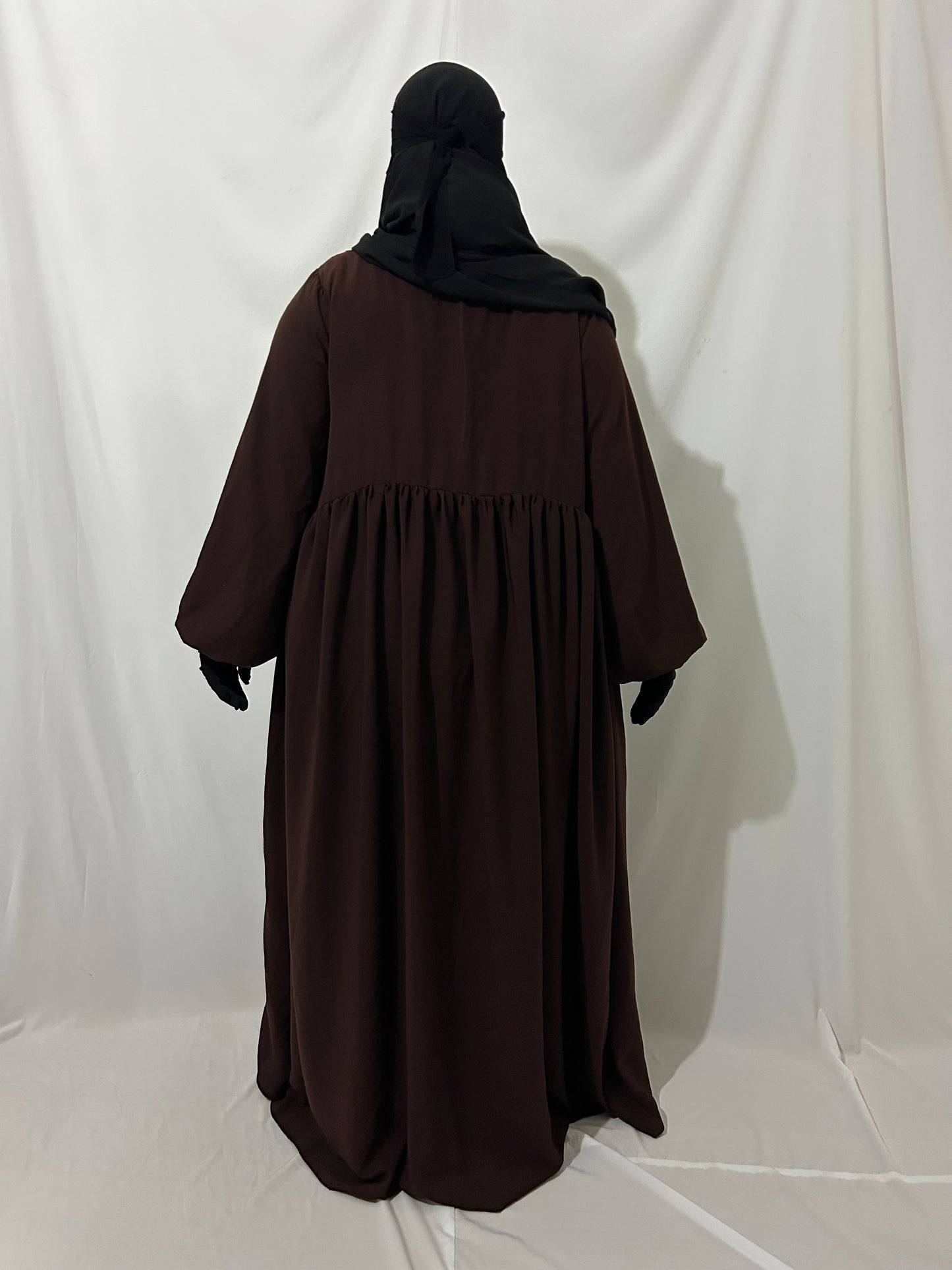 Ballon Sleeve Abaya - Brown