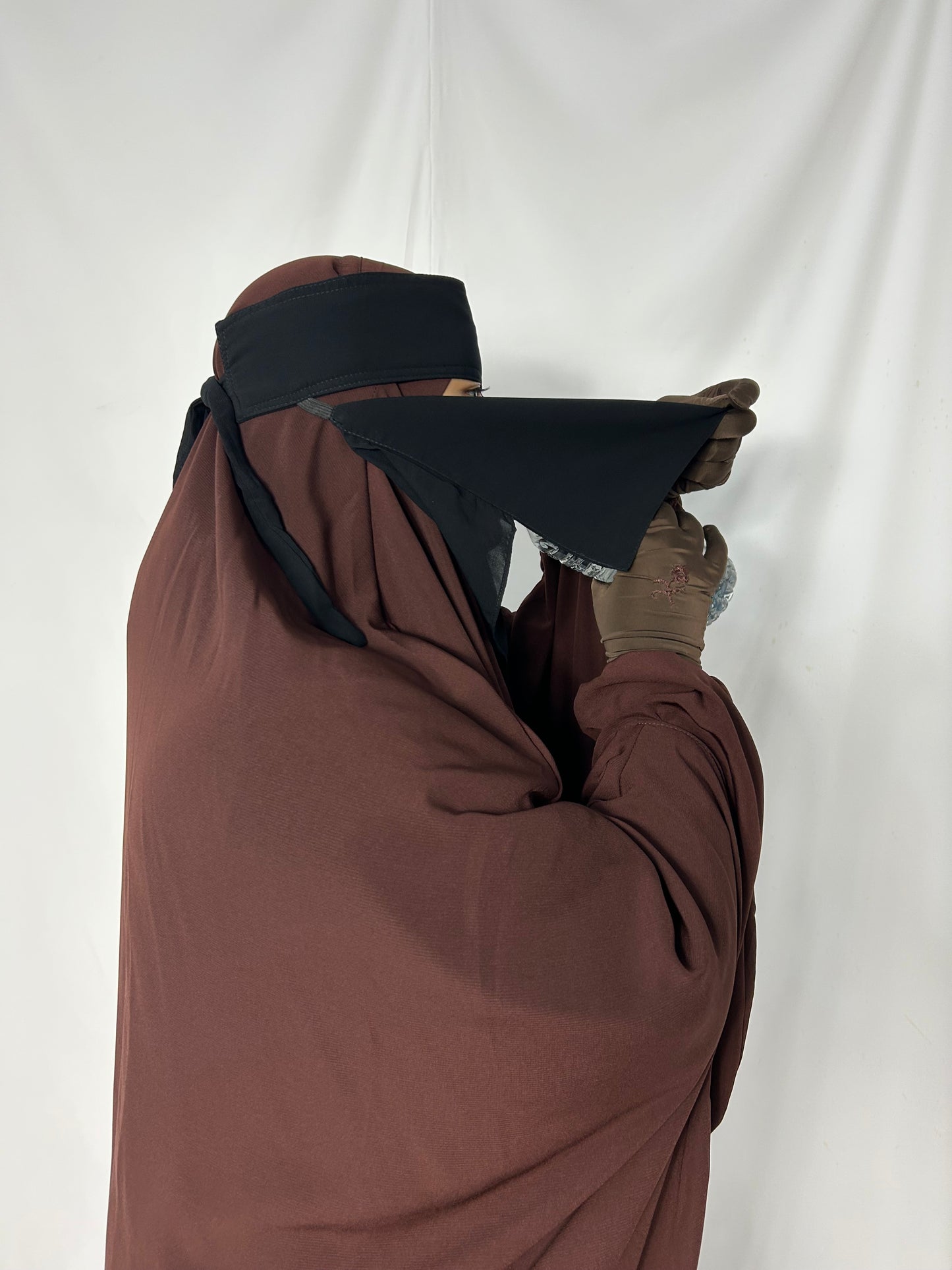 9’ Easy-Eating Niqab With Nose string- Black