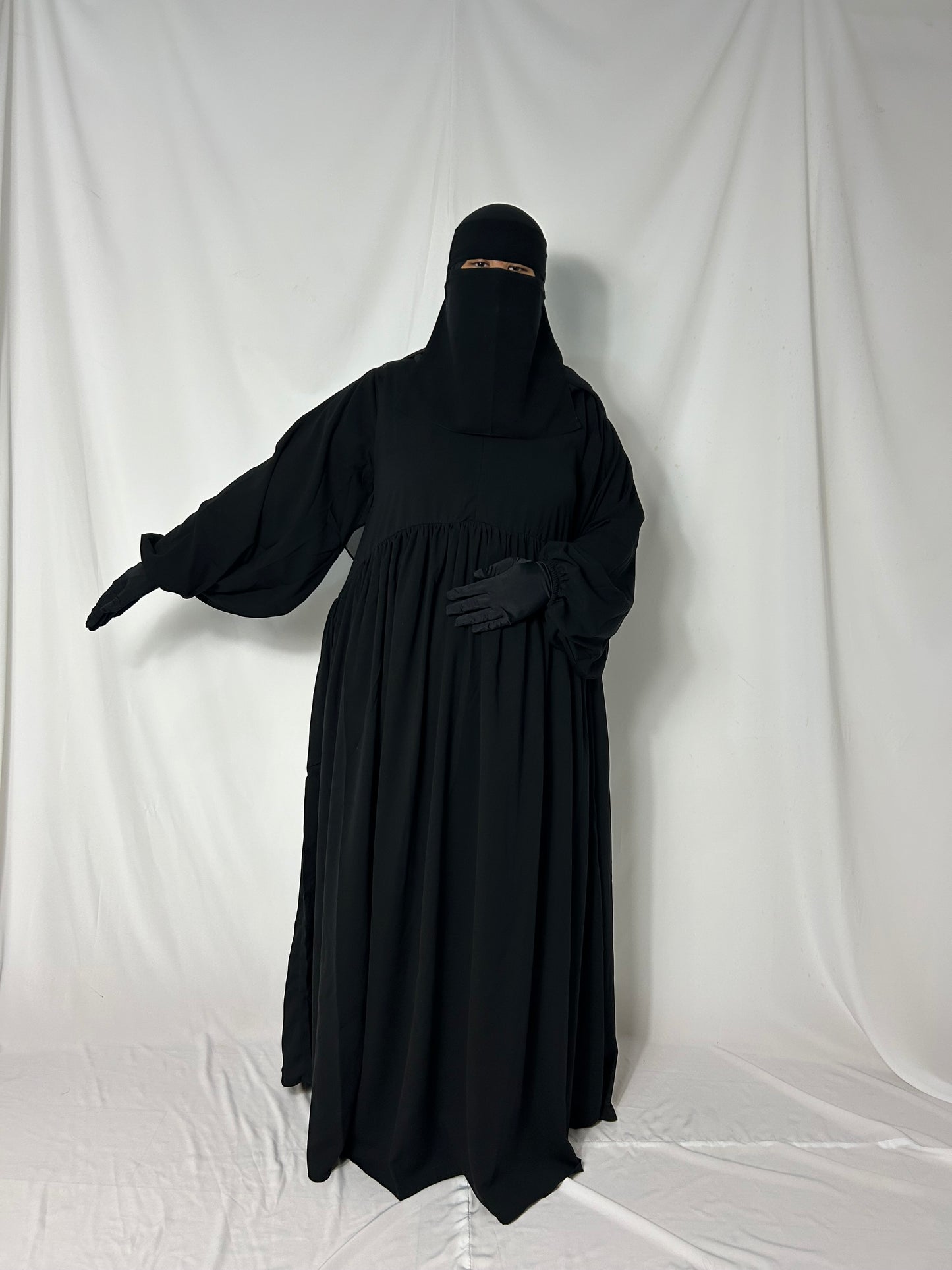 Ballon Sleeve Abaya - Black