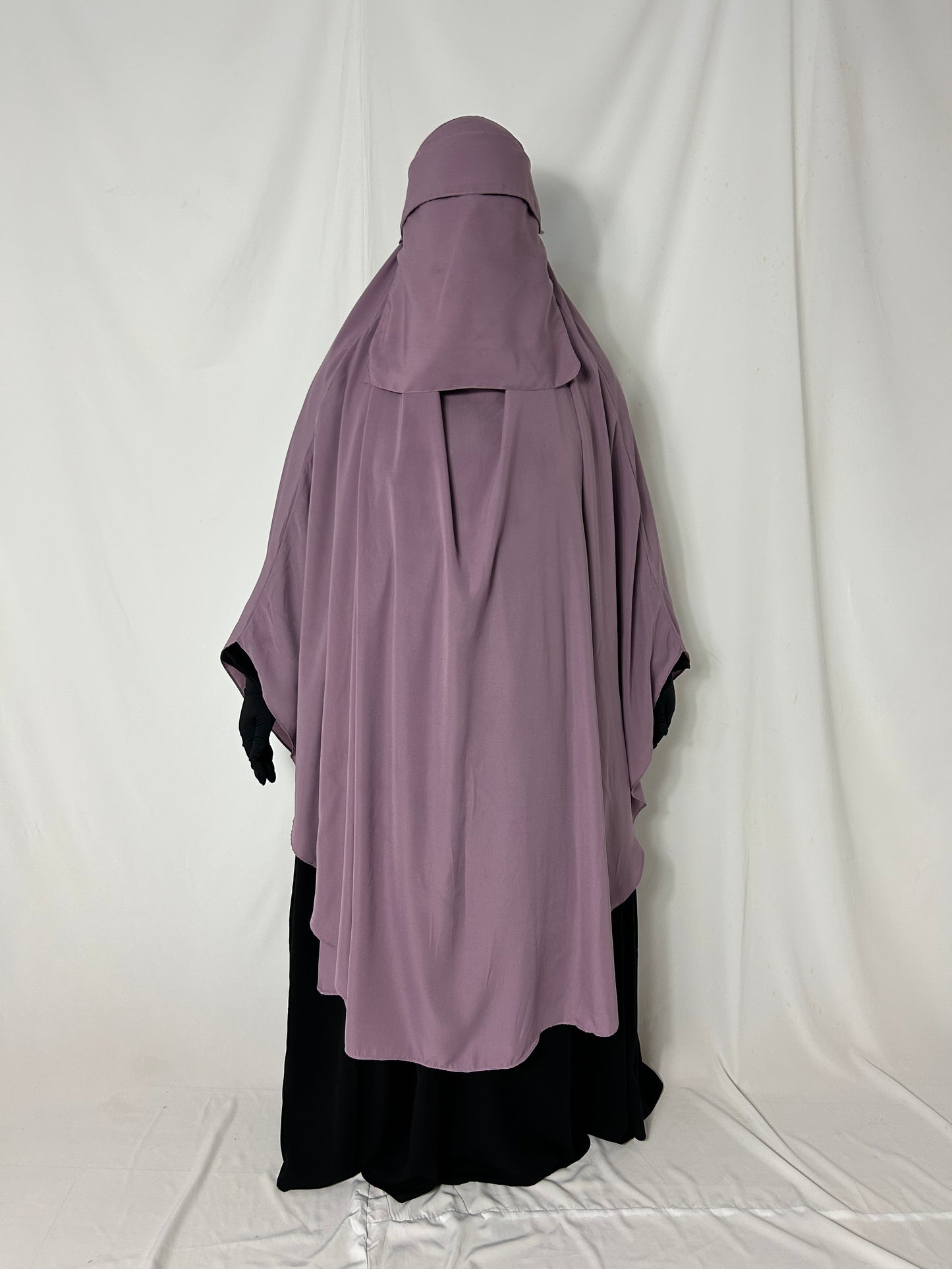 140cm Maxi Khimar With Matching Niqab  - Lavender