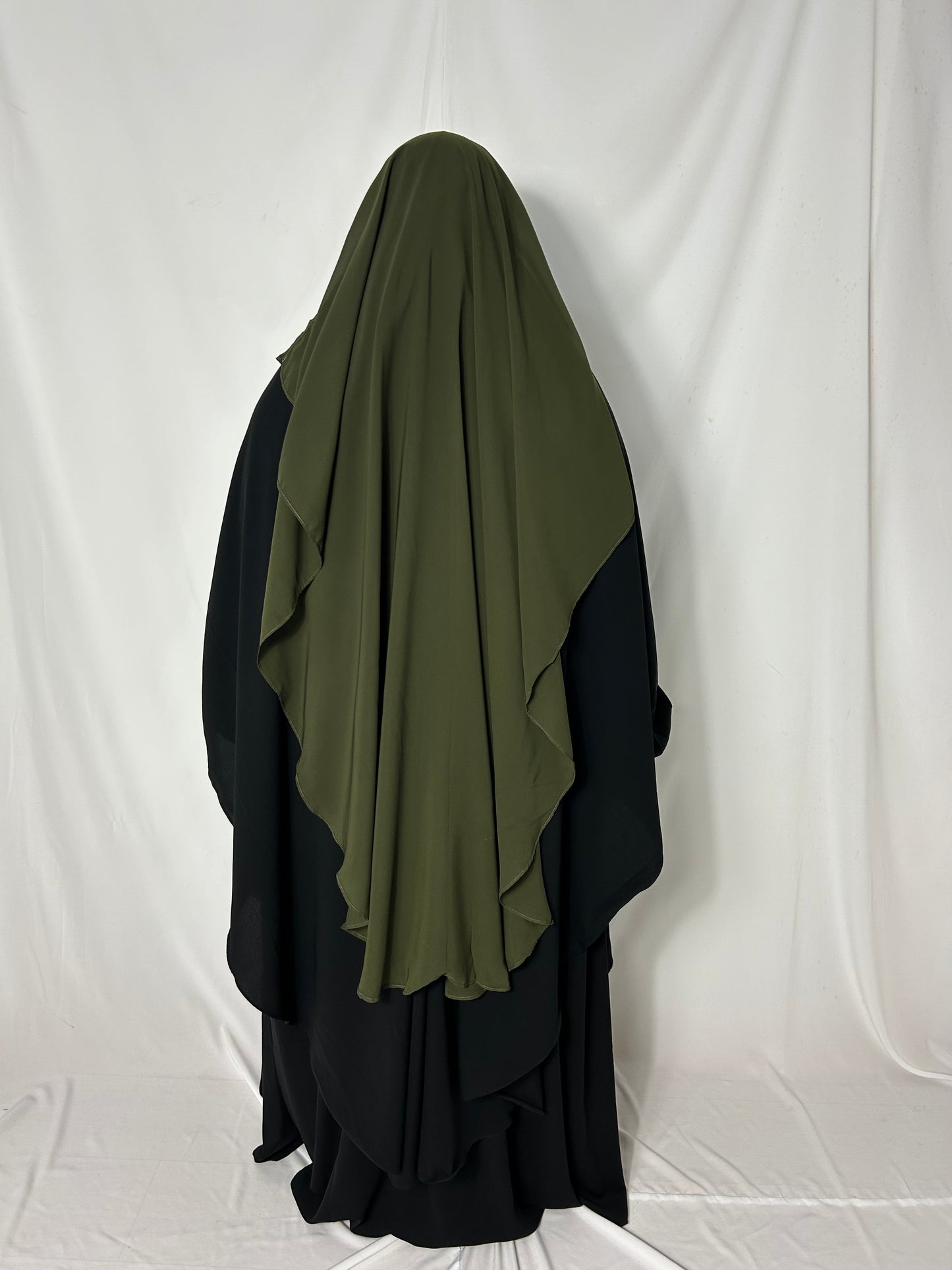 Long Two Layer Niqab With Nose string - Khaki