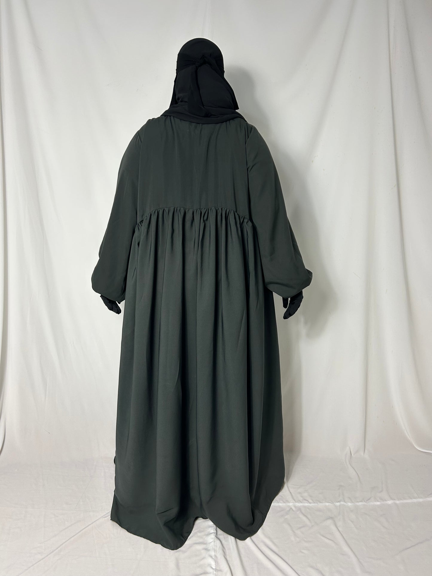 Ballon Sleeve Abaya - Charcoal Grey