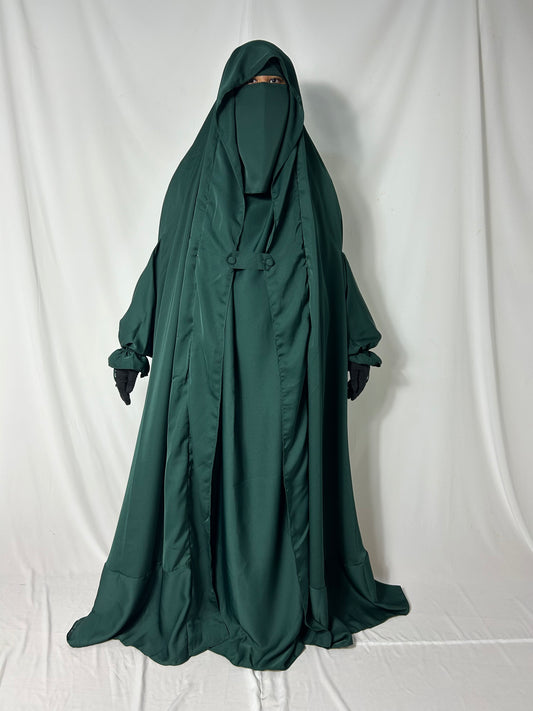 Saudi Flap Jilbab With Matching Niqab - Green