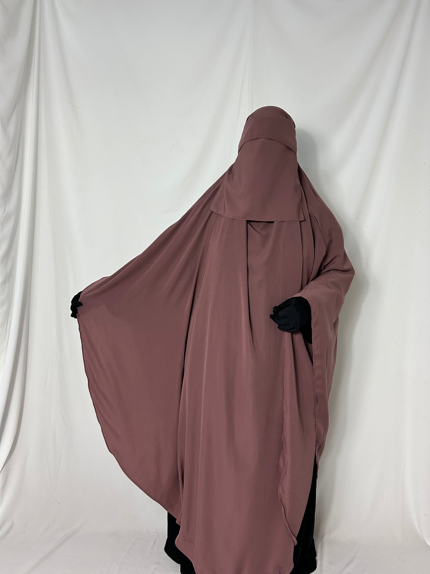 160cm Maxi Khimar With Matching Niqab  - Pink