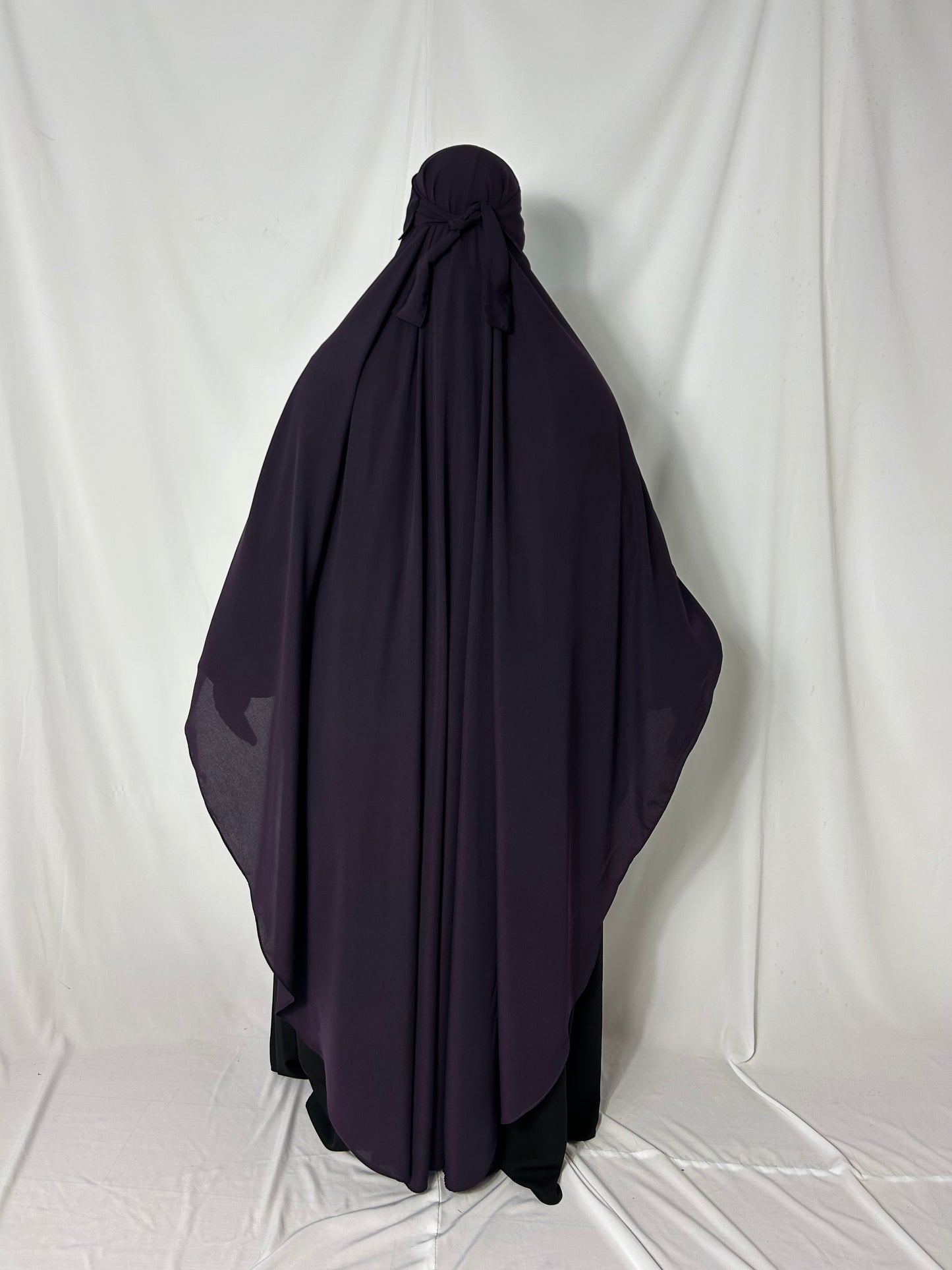 160cm Maxi Khimar With Matching Niqab  - Purple
