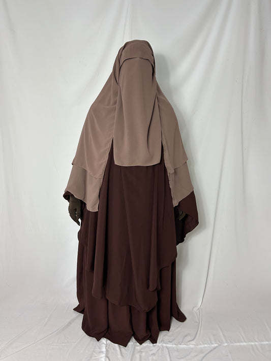 XL Diamond Eye-Flap Triple Layer Niqab - Taupe