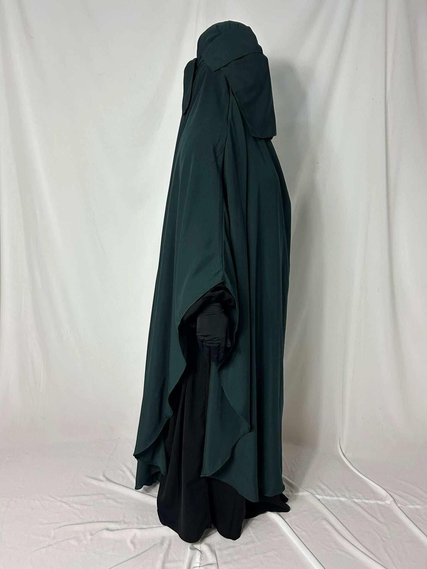 160cm Maxi Khimar With Matching Niqab  - Emerald Green