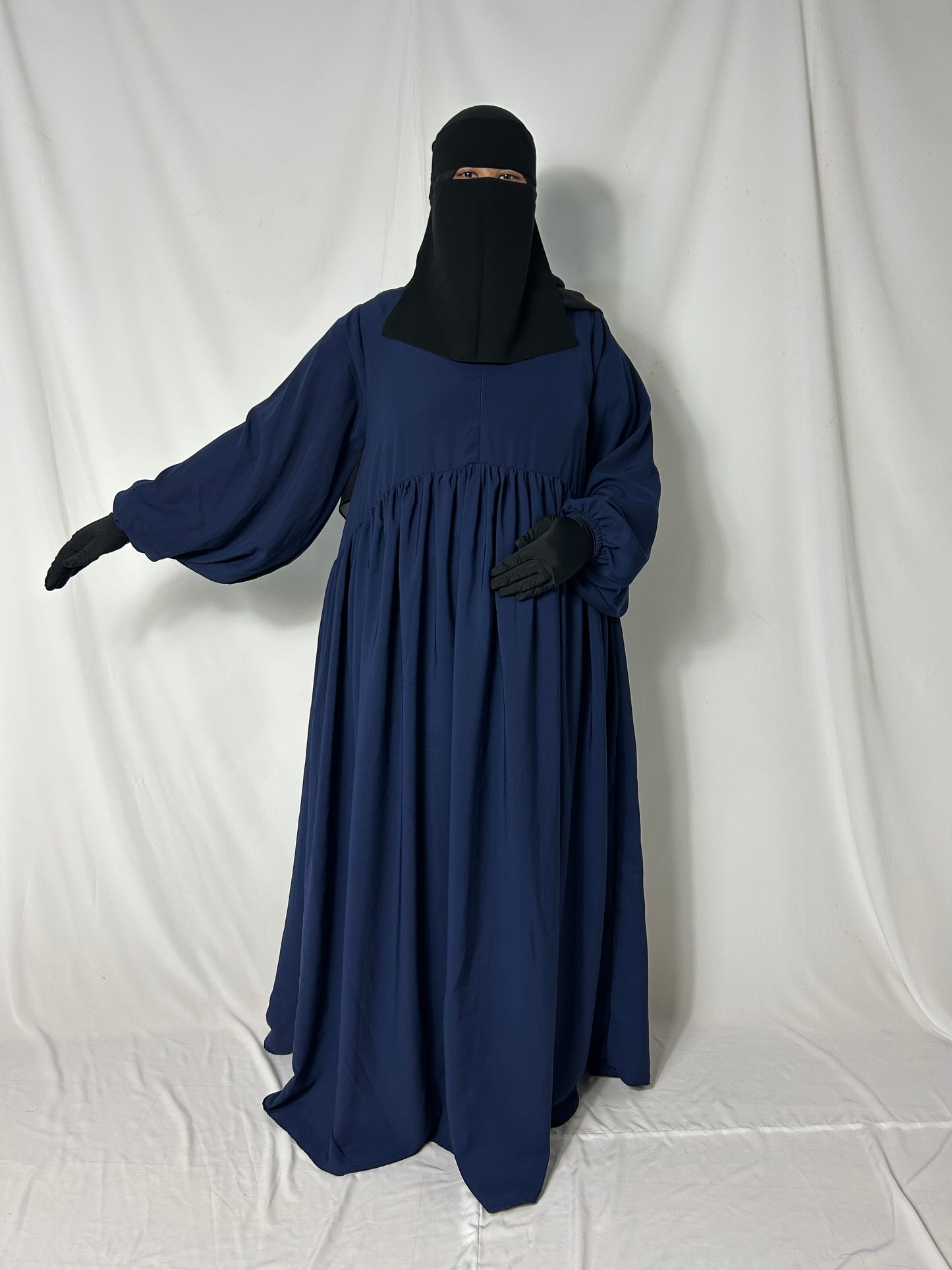 Ballon Sleeve Abaya - Navy