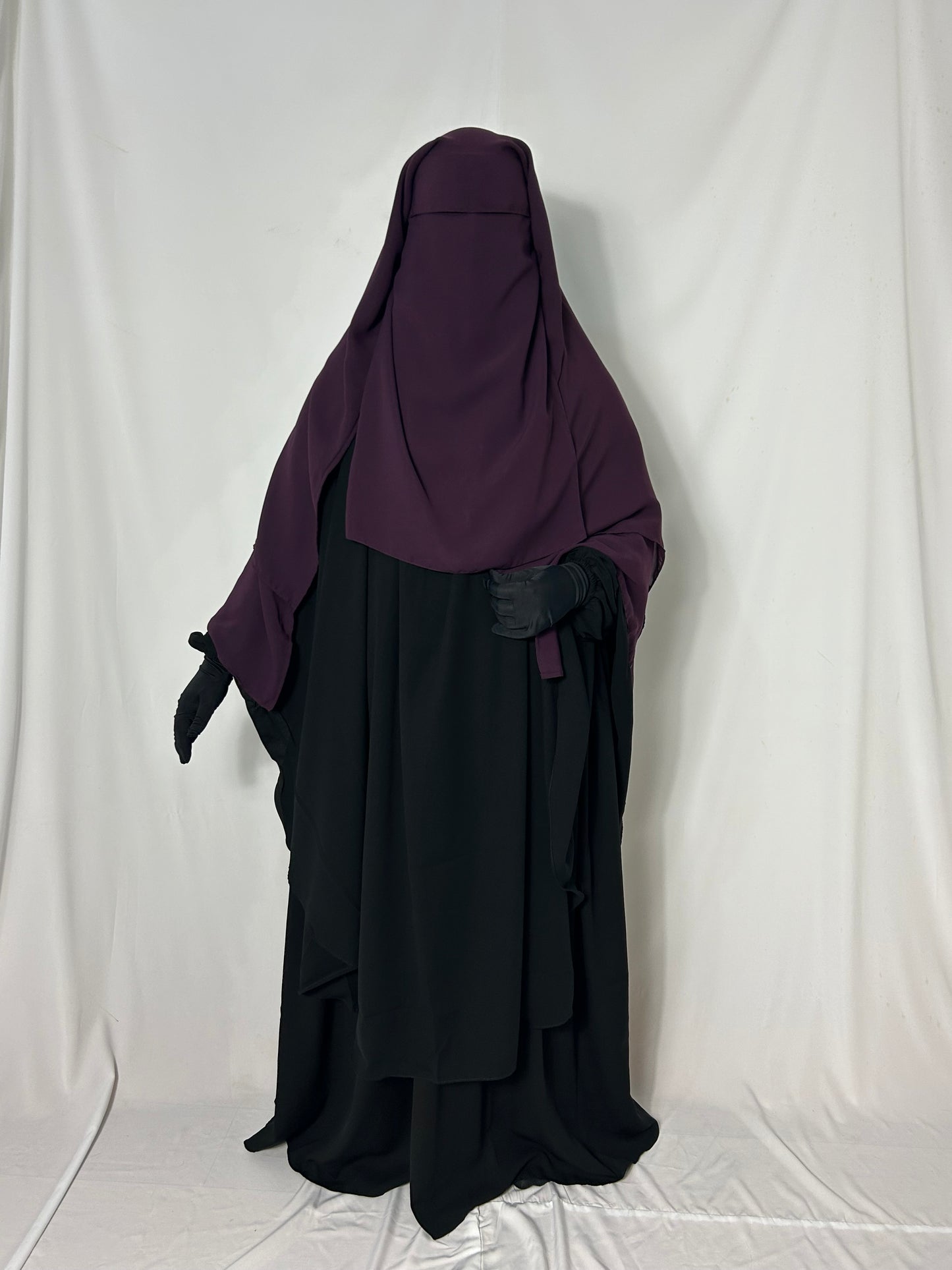 XL Diamond Eye-Flap Triple Layer Niqab - Purple