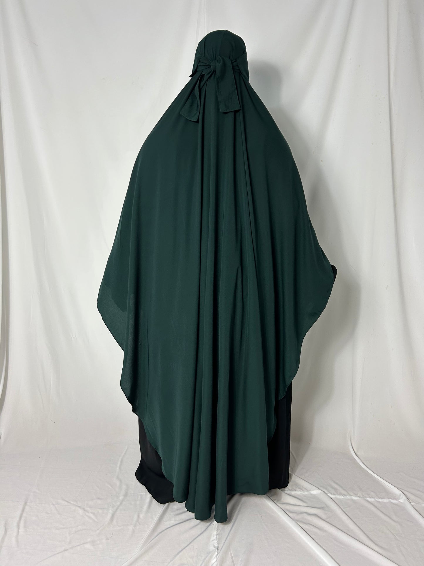 160cm Maxi Khimar With Matching Niqab  - Emerald Green
