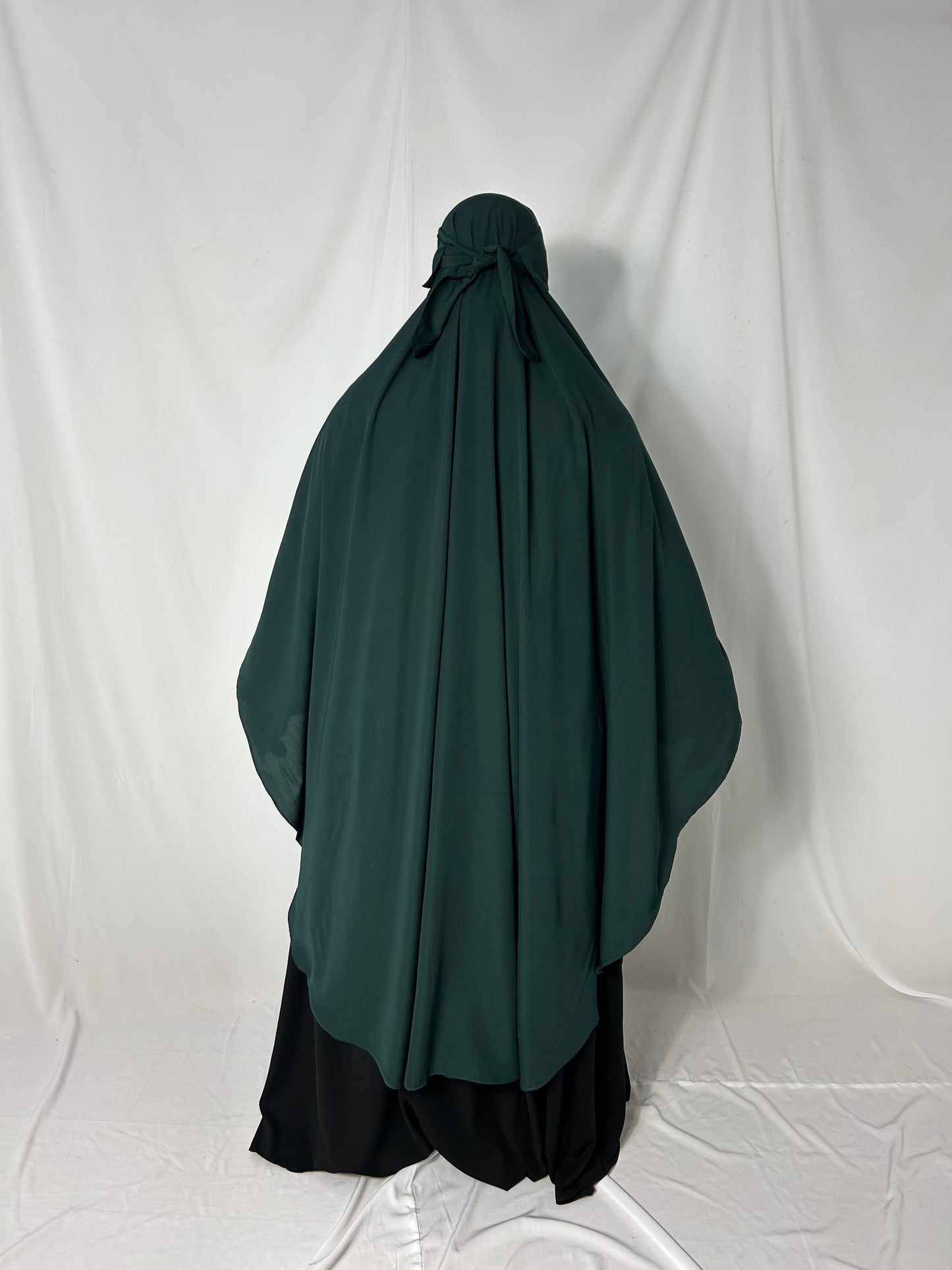 140cm Maxi Khimar With Matching Niqab  - Emerald Green