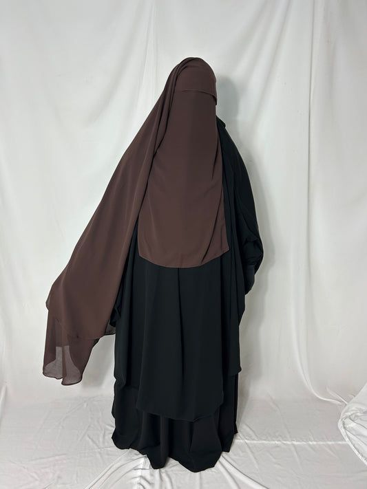 XL Eye-Flap Triple Layer Niqab - Brown