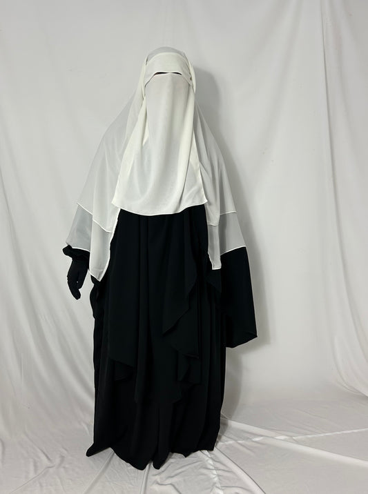 XL Diamond Eye-Flap Triple Layer Niqab - White