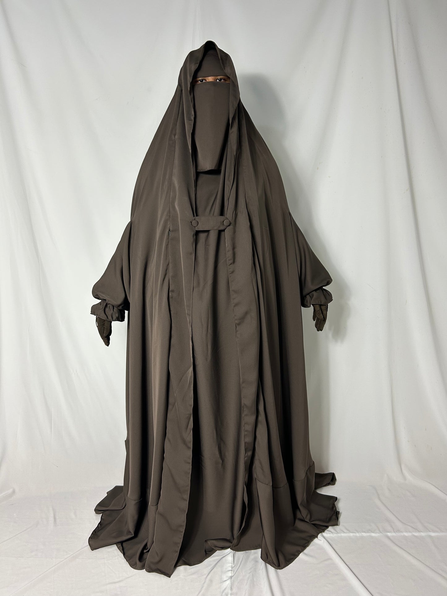 Saudi Flap Jilbab With Matching Niqab - Brown